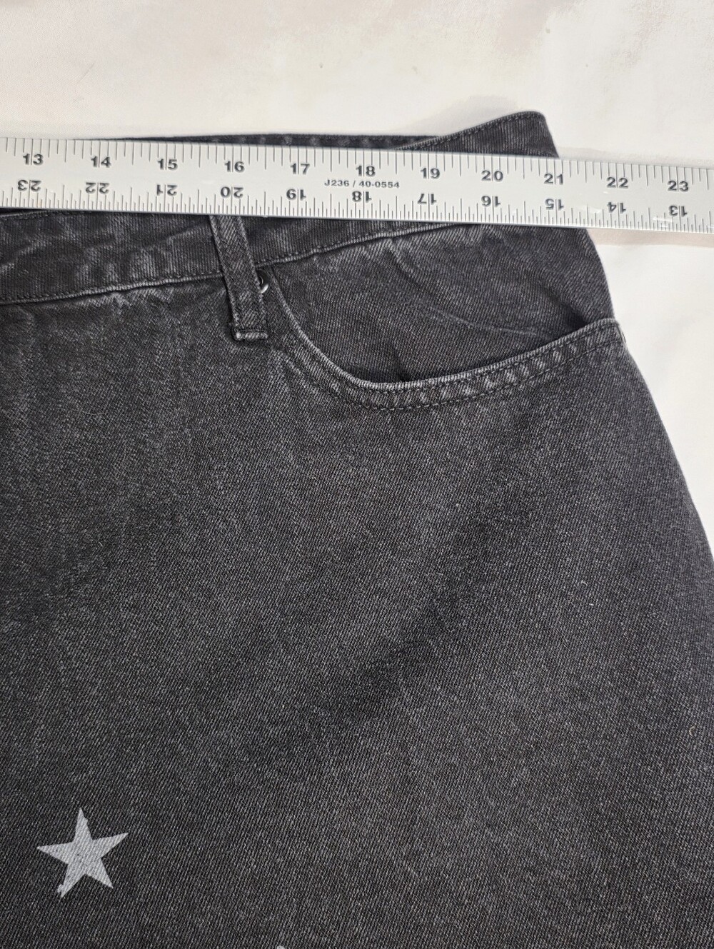 Hot Topic Wing & Star Print Black Wide Leg Jeans Womens Size 22 100% Cotton - Picture 5 of 12
